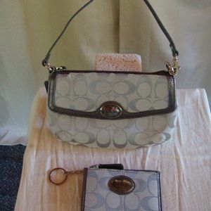 Coach Signature Logo Mini Bag and Card Wallet Silver/Grey